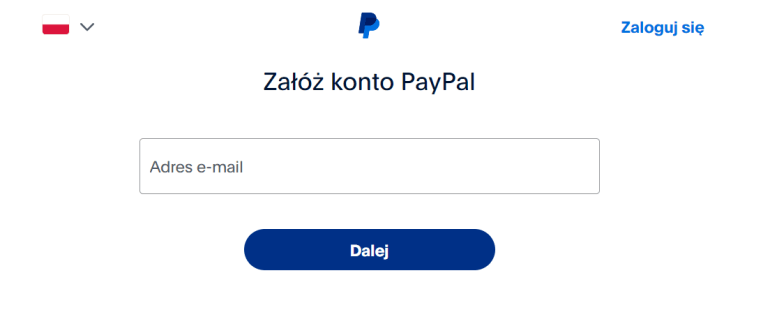 Drugi krok do założenia konta PayPal