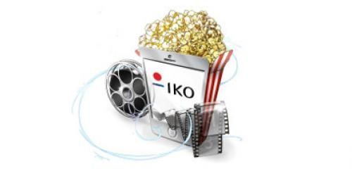 rysunek przedstawiający pudełko popcornu i taśmę filmową zachęcający do udziału w promocji, gdzie wygrać można bilety do Cinema City