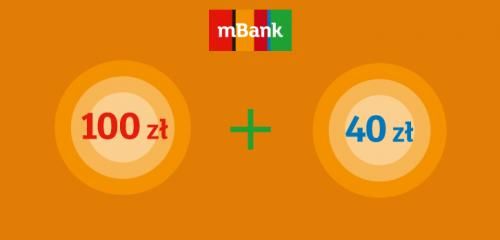 logo mbanku i wizualizacja premii na pomarańczowym tle