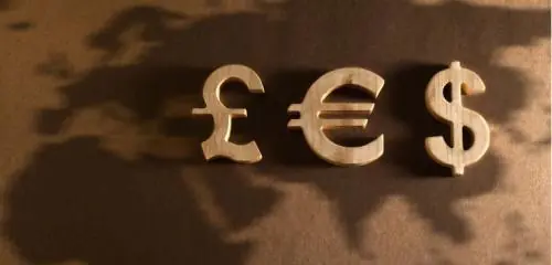 symbole walut euro, funta i dolara na tle mapy